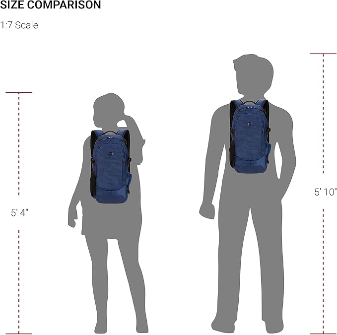 SwissGear 3598 Backpack, Narrow Daypack, Ideal for Commuting and School, Navy Ballistic