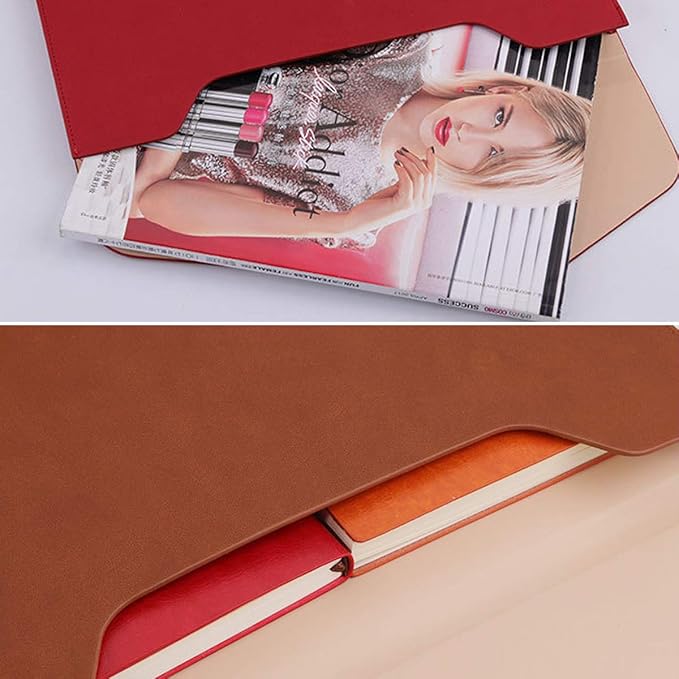 Enyuwlcm PU Leather A4 File Folder Document Holder Waterproof Portfolio Envelope Folder Case with Invisible Magnetic Closure Gray
