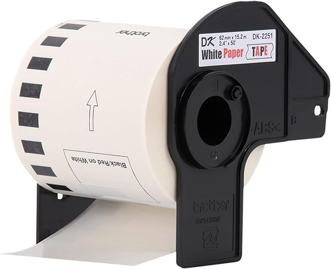 Brother Genuine DK-225124PK Continuous Length Replacement Labels, Black/Red Label on White Paper Tape, Engineered with Excellence, 2.4” x 50 feet, (24) Rolls per Box (DK225124PK)