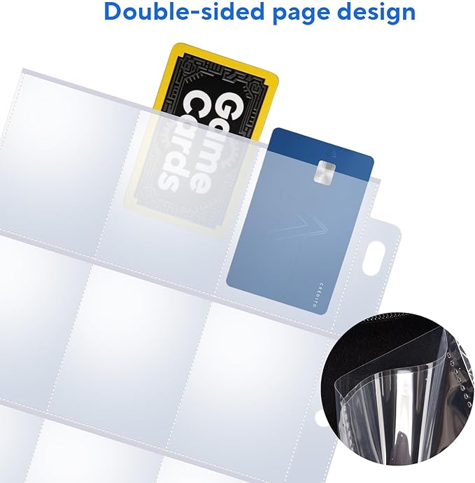 40 Pack 9 Pocket Trading Card Sleeves, Double-Sided Baseball Card Sleeves, Sheet Protectors For 3 Ring Binder, Photocard Holder Page Protectors For Trading Sports & Game Cards