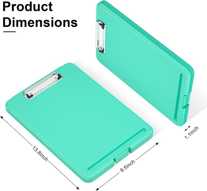 Hongri Clipboard with Storage, 8.5 x 11 Nursing Clip Board Foldable Storage for Nurses, Lawyers, Students, Classroom, Office, School, Size 13.4 x 9.4 X 0.9 in, Teal