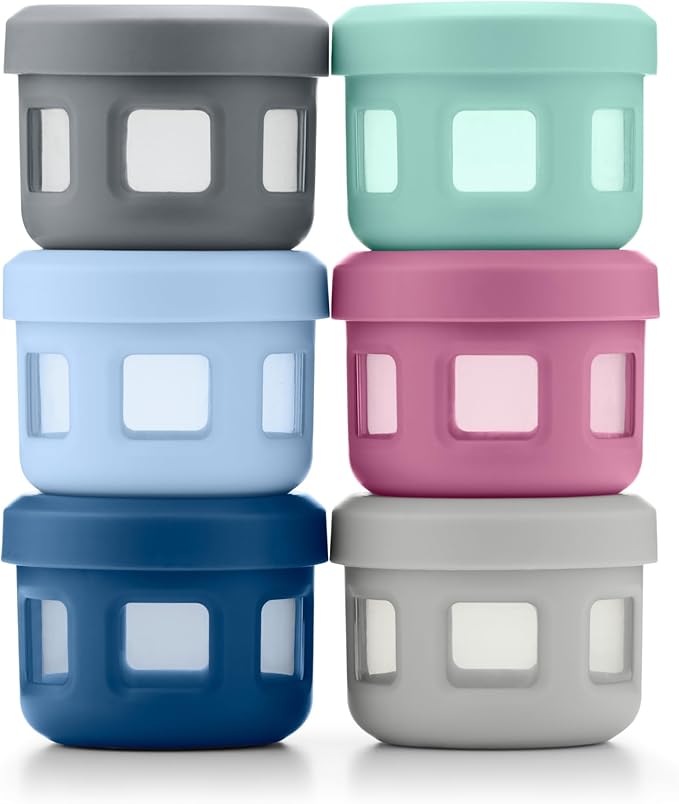 Ello Reusable Condiment Containers 4oz each with Screw-on Leak Proof Lid | Perfect for Salad Dressing Sauce Dips Lunchbox Picnic Travel Bento Box | BPA-Free | Dishwasher Safe