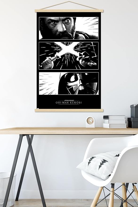Trends International Star Wars: Obi-Wan Kenobi - Panels Wall Poster, 22.375" x 34", Print and Beechwood Hanger Bundle