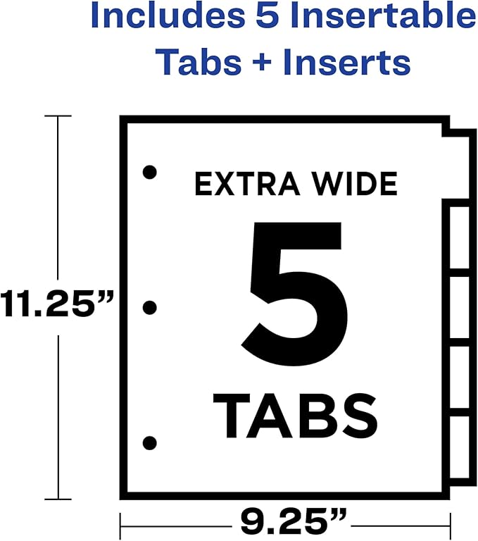Avery Dividers for 3 Ring Binders, 5-Tab Two-Pocket Plastic Binder Dividers, Multicolor (24 Sets of 11906)