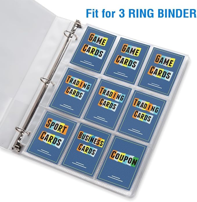120 Pack 9 Pocket Page Protectors, Sooez Double Sided Trading Card Sleeves for 3 Ring Binder, Baseball Cards Holder, Protective Pages Sheets for Binders Album, Fit for Collectible Games, Sports Cards