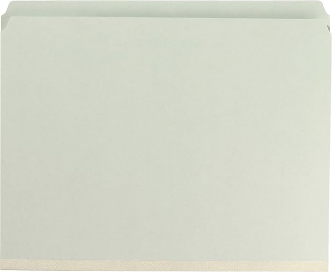 Smead Pressboard Fastener File Folder with SafeSHIELD Fasteners, 2 Fasteners, Straight-Cut Tab, 2" Expansion, Letter Size, Gray/Green, 25 per Box (14910)