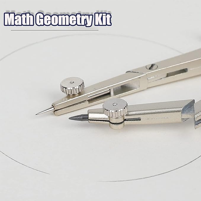 13 Pcs Compass and Protractors Set Math Compass Geometry Tool Metal Geometry Kit Precision Drawing Tool Circle Triangle Ruler Protractor with Storage Case for Kids Architects Engineers Students