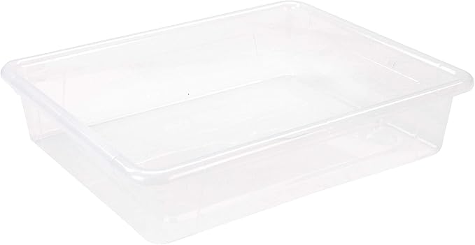 Storex Letter Size Flat Storage Tray – Organizer Bin for Classroom, Office and Home, Clear, 5-Pack (62531U05C)