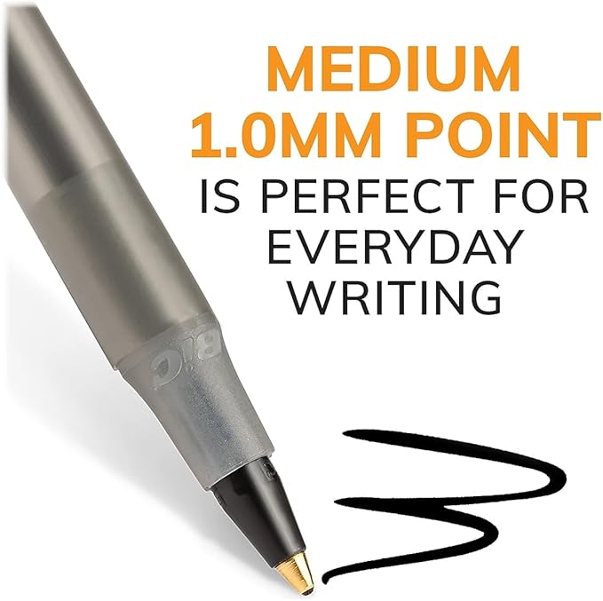 BIC Round Stic Xtra Life Black Ballpoint Pens, Medium Point (1.0mm), 500-Count Pack of Bulk Pens, Flexible Round Barrel for Comfortable Writing, No. 1 Selling Ballpoint Pens