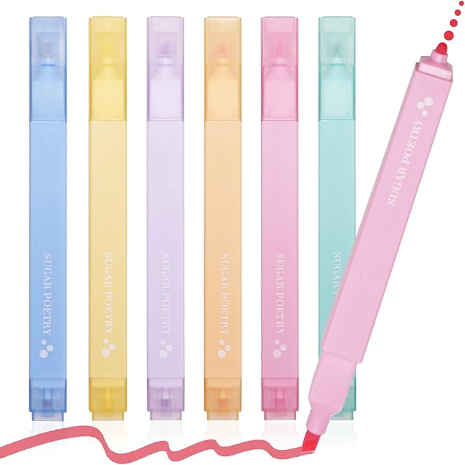 EooUooIP Aesthetic Highlighters, Cute Highlighters Dual Tip, Bible Highlighter No Bleed, Chisel and Fine Tips, Pastel Highlighter Assorted Colors for School & Office Journal DIY Home, 6 Pack