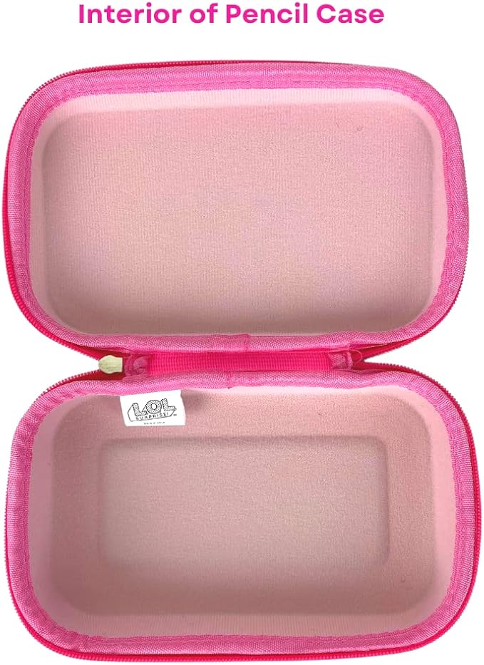 LOL Surprise Doll Pencil Case Set with LOL Stickers and Gel Pens for Girls, Molded with Zip Closure, Pink