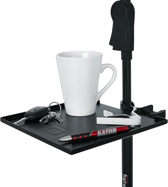 Gator Frameworks Microphone Stand Clamp-On Utility Shelf with 10 Pound Weight Capacity, 9" x 9" Shelf (GFW-SHELF0909)