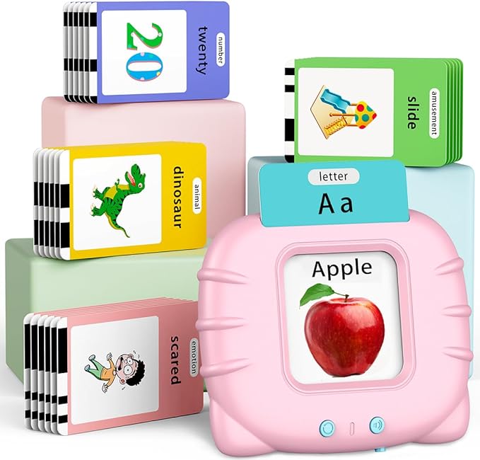 ABC Talking-Flash-Cards with 252 Sight Words, Easter Birthday Gifts for Girls 2 3 4 5 6 Years, Language Therapy Toys for Autistic Children, Learning Toys for Toddlers Ages 2-6, Pink