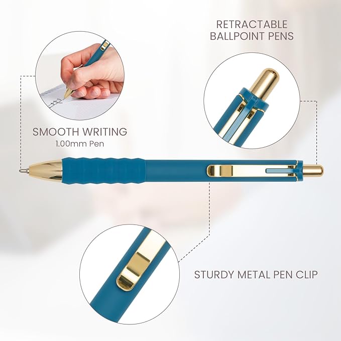 Ballpoint Pens Black Ink Ball Point Pen with Super Soft Grip Medium Point 1.0mm for Office (Vintage 12-count)