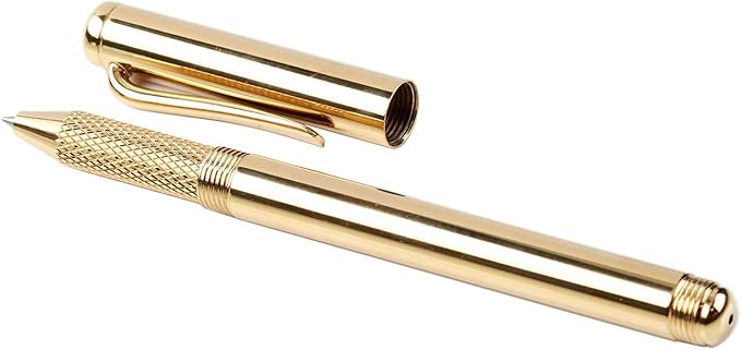 Erin Condren Designer Desk Accessories - Gold Gel Pen in Focused Gift Box - Refillable Black Ink. Features Gel Ink, Black Colored Ink, Gold Metal Barrel