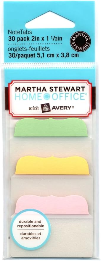 Martha Stewart Home Office with Avery® Tabs, 2-Inch Solid, Assorted Pastel Colors, 10-Tabs/Color, 3 Colors, 30-Tabs/Pack
