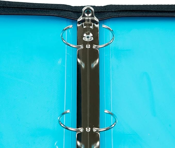 JAM PAPER Plastic Zipper 1 inch Binder - Blue 3 Ring Binder - Sold Individually
