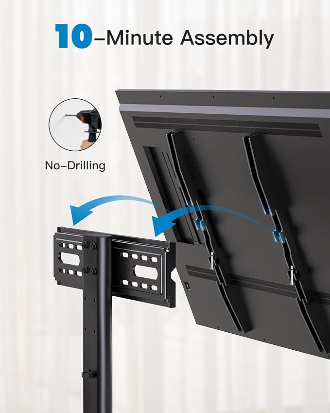 PERLESMITH Universal TV Stand, Table Top TV Stand for 32-60 inch TVs & Monitors, Height Adjustable TV Mount Stand Holds up to 88 lbs with Tempered Glass Base & Wire Management, VESA 400x400mm PSTVS04