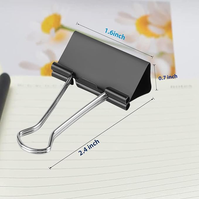 Ufmarine 40 Pcs Large Binder Clips 1.6 inch Length, Binder Clips Large for Office Supplies