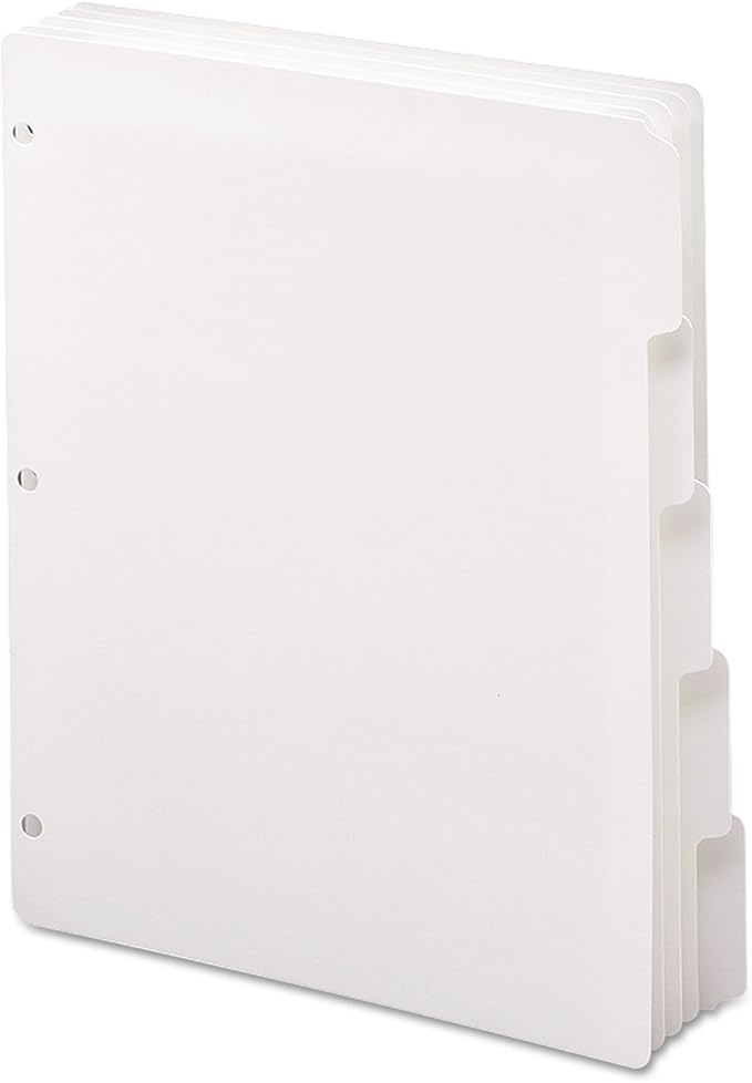 Smead 89415 Three-Ring Binder Index Divider 5-Tab White