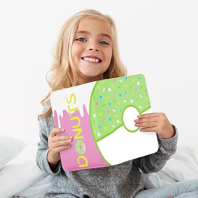 4 Pocket Card Binder 400 Card Holder Album, Pink Donut Trading Cards Holder Zipper Binder for Girl Teen Collection (Green Donut, 400 Pocket)