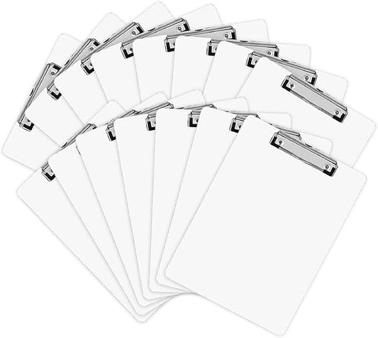 Dry Erase Clipboards, HERKKA 15 Pack Hardboard Office Whiteboard Clipboards Low Profile Clip Standard A4 Letter Size, ECO Friendly, Size 12.5 x 9 Inch