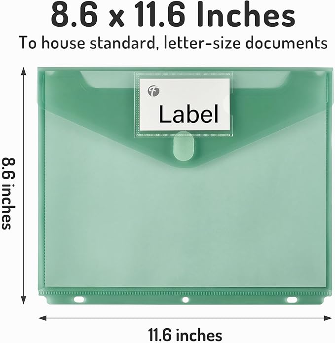 Forvencer Binder Pocket, 24 Pack Super Heavyweight Plastic Folders with Tight Closure, Binder Folders Side Loading, 3 Ring Binder Pocket, Binder Dividers with Pockets, Letter Size, Retro Series