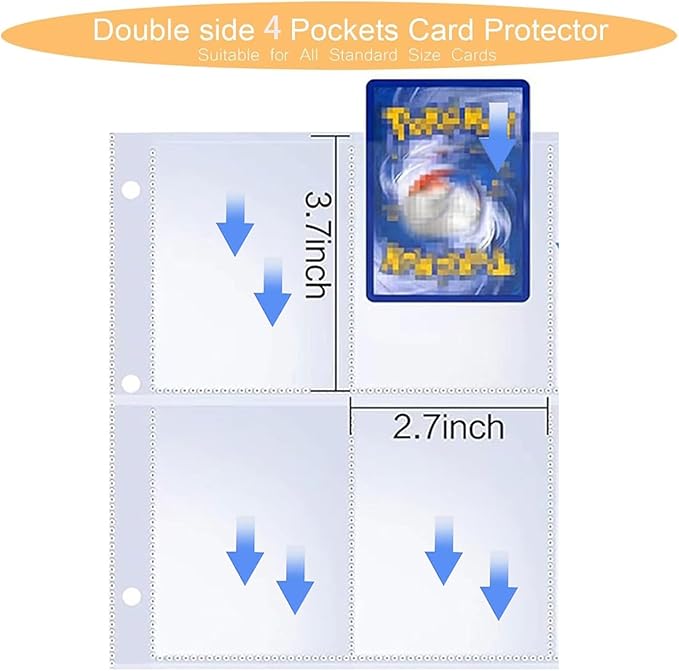 Deluxe Blue Dragon Trading Card Binder – 4-Pocket Zipper Binder with 400 Pockets – Card Album for Standard Size Trading Cards, Great for Collectors and Hobbyists