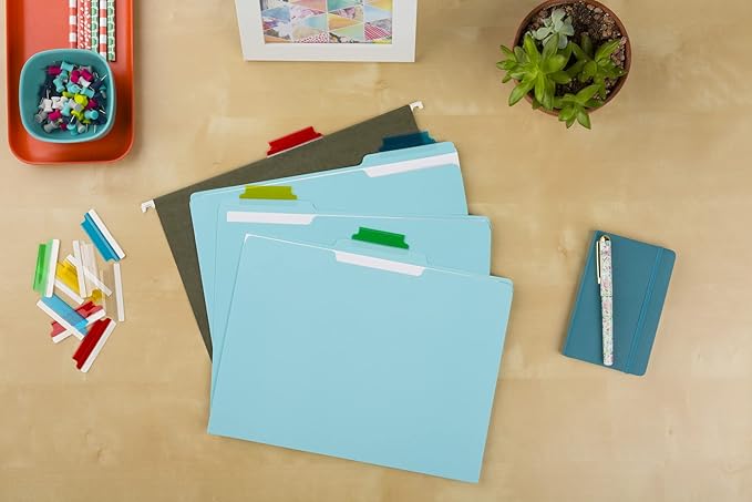 Avery Insertable Self-Adhesive Tabs with Printable Inserts, 2", Permanent Adhesive, Assorted (Blue, Clear, Green, Red and Yellow), Pack of 25 Index Tabs (16239)