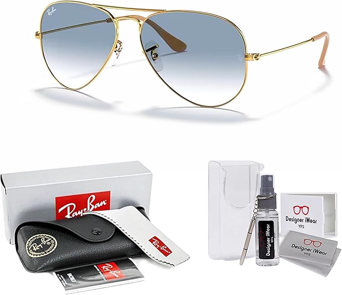 Ray-Ban RB3025 Metal Aviator Sunglasses For Men For Women +BUNDLE with ACCESSORY EYEWEAR KIT