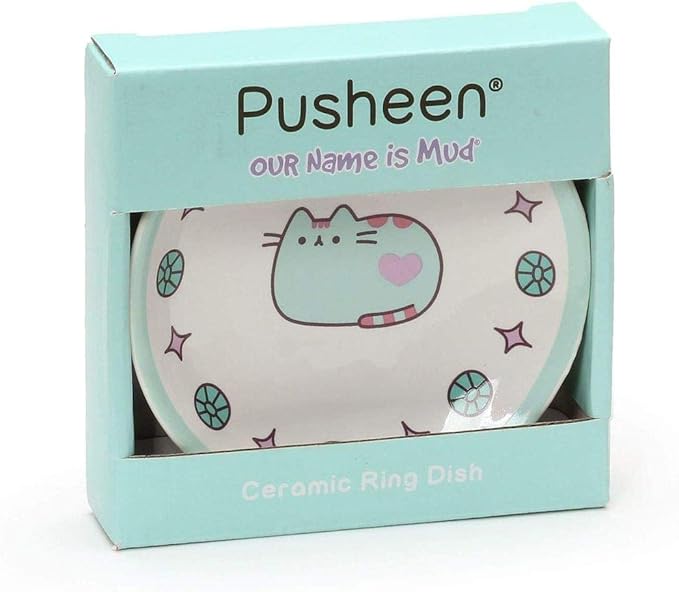 Pusheen by Our Name is Mud “Pusheen Blue Trinket Tray” Stoneware Dish, 4 Inches
