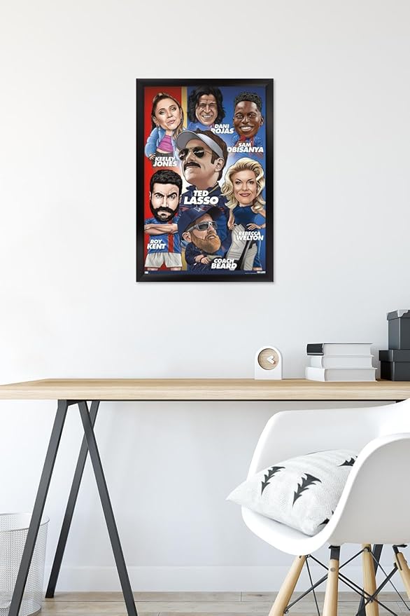 Ted Lasso - Character Grid Wall Poster, 22.4L" x 14.7W", Black Framed Version