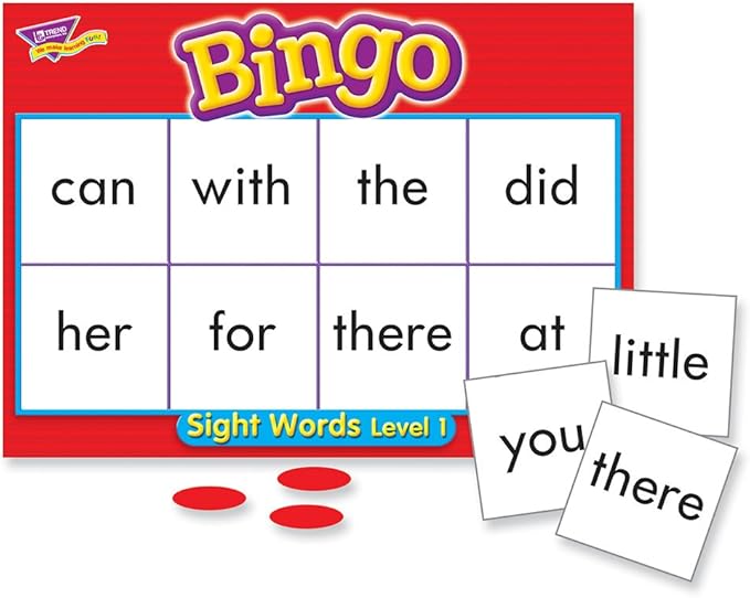 TREND ENTERPRISES: Sight Words Level 1 Bingo Game, Exciting Way for Everyone to Learn, Play 6 Different Ways, Great for Classrooms and at Home, 3 to 36 Players, for Ages 5 and Up