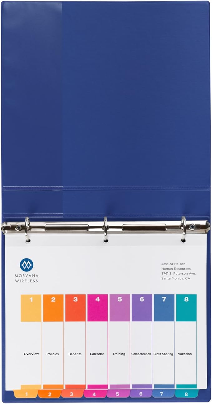 Avery Dividers for 3 Ring Binders, 8 Tabs per Set, Customizable Table of Contents, Multicolor Tabs, Great for Organizing High-Volume Reports, Projects, and More (24 Sets of 11168)