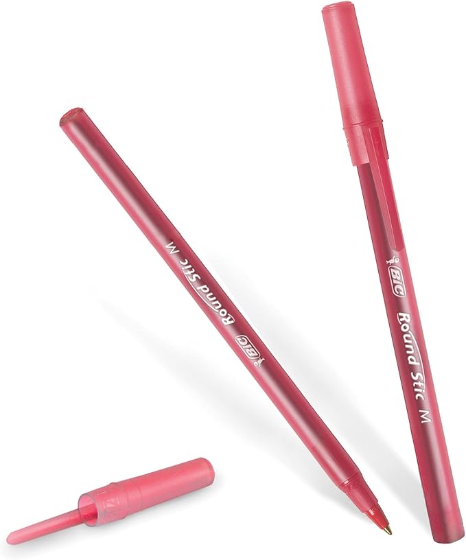 BIC Round Stic Xtra Life Ballpoint Pen, Medium Point (1.0mm), Red, 10-Count (Pack of 2)