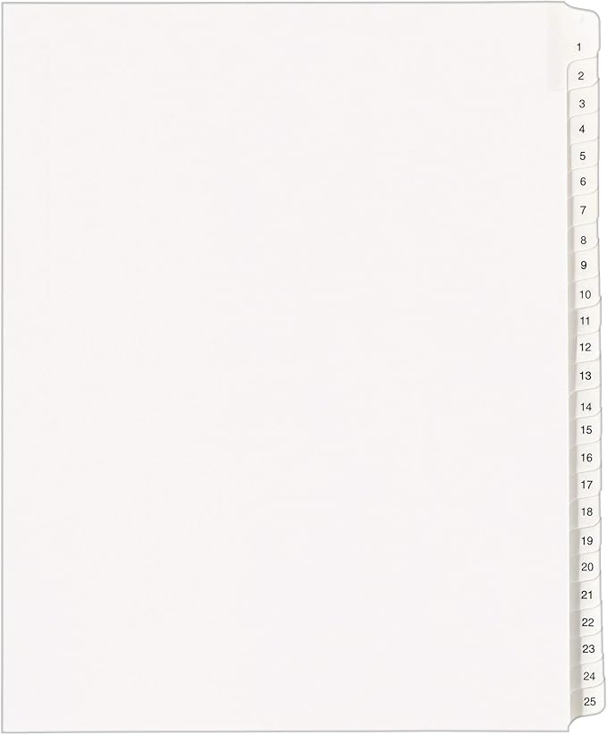 Avery 1-25 Legal Exhibit Dividers for 3 Ring Binders, 25-Tab Sets, Allstate Style, 1 Binder Divider Set (01701)
