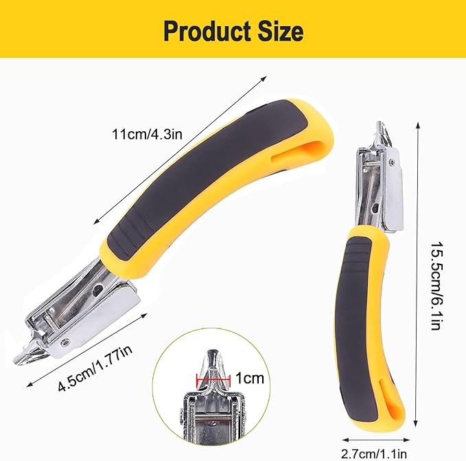 2Pcs Staple Remover Heavy Duty Upholstery Staple Puller Tool with Ergonomic Handle for Furniture Floor Wooden Case Carton Photo Frame（Yellow）