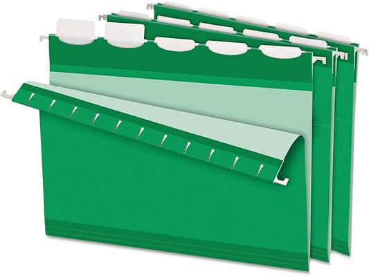Pendaflex Ready-Tab Reinforced Hanging File Folders, Letter Size, Bright Green, 5 Tab, 25/BX (42626)