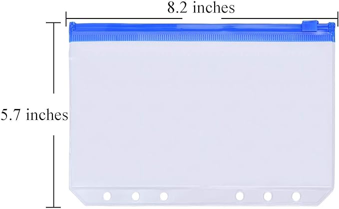 Antner 12PCS A5 Binder Pockets 6-Hole Budget Cash Envelopes for A5 6-Ring Binder, Multicolor Zipper Pouches for Planner Inserts, Money Organizer Bags Savings Challenge Envelopes for Cash Stuffing