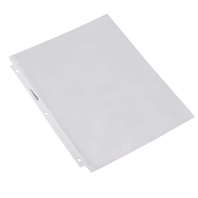 Amazon Basics Heavy Duty Non-Glare Sheet Protector for Documents, 3 Ring Binder, Top Loading, Letter Size, Clear, 500-Pack