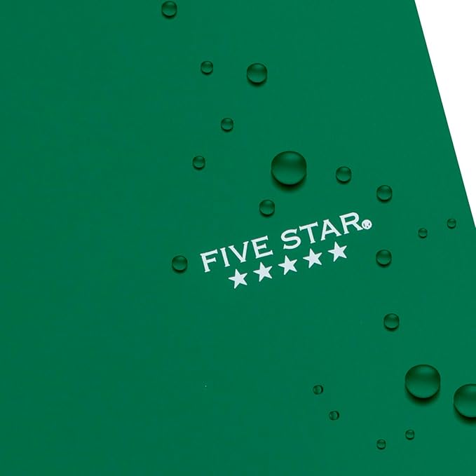 Five Star Spiral Notebook + Study App, 3 Subject, College Ruled Paper, Fights Ink Bleed, Water Resistant Cover, 8-1/2" x 11", Green (72067), 150 Sheets (Pack of 2)