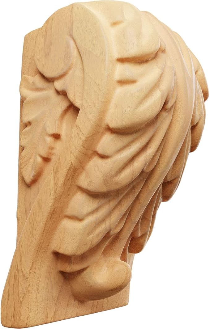 Ekena Millwork CORW01X01X03BARO Mini Acanthus Leaf Block Wood Corbels, 1 3/4"W x 1 1/2"D x 3"H, Red Oak