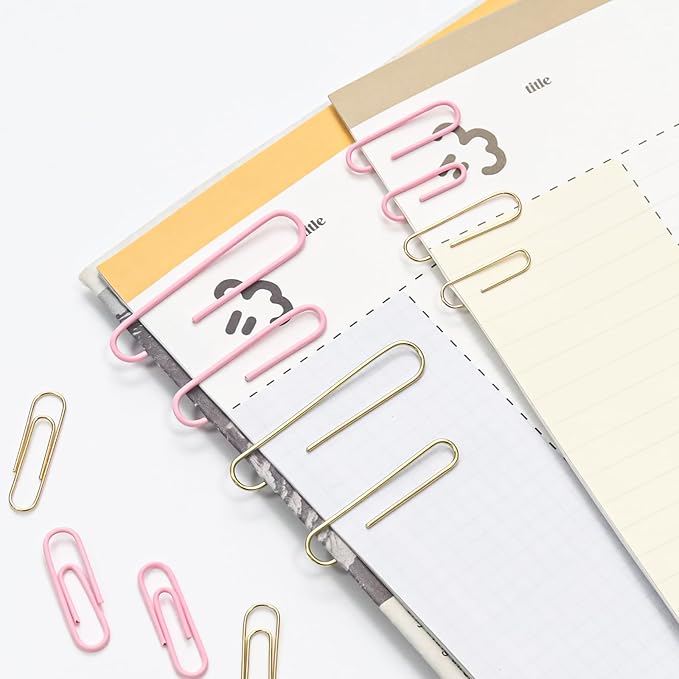 Paper Clips Binder Clips Combo Set, Assorted Size, 155 Pcs, Office Supplies Set for Office, School and Home(Pink)