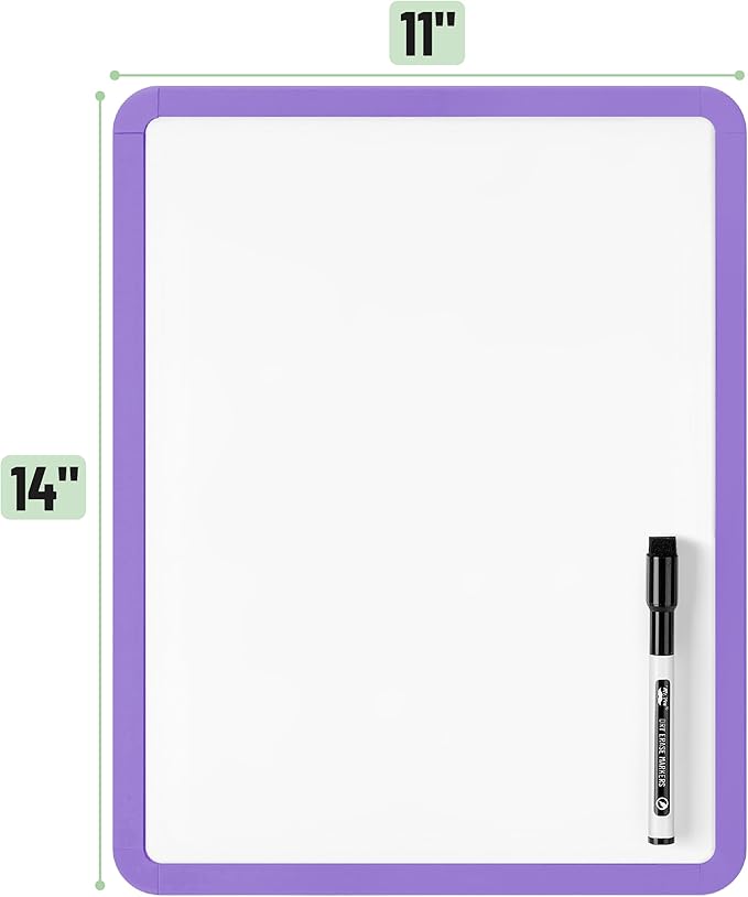 Mr. Pen- Dry Erase Board, 14” x 11” with a Black Dry Erase Marker, Small Mini White Board for Students, Back to School Supplies