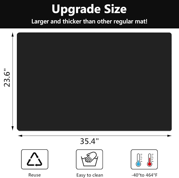 Gartful Black Silicone Mat for Crafts, 35.4 x 23.6 x 0.06 inches Silicone Craft Mat, Extra Large Silicone Sheet Thick Pad for Jewelry Casting Resin Molds, Painting, Counter Table, Placemat, Non-Slip