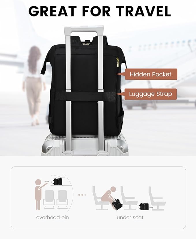 LOVEVOOK Lunch Backpack for Women, 17 Inch Laptop Bag with Insulated Cooler Lunch Box, Work Backpack for Teacher Nurse, Travel Backpacks Lunch Bag for Camping Picnic Daily Use