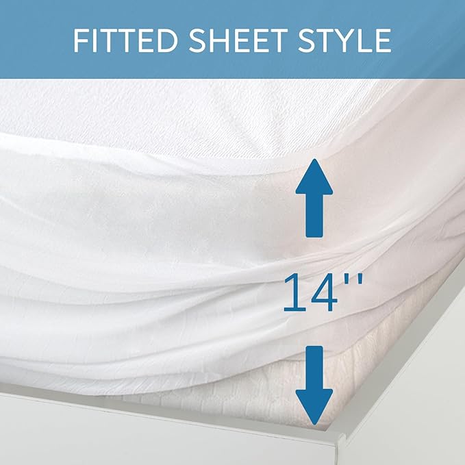 Short King Terry Mattress Protector Waterproof for 72''×75'' up to 14'' Depth, Ultra Soft & Breathable Smooth Top Fitted Mattress Cover Skin-Friendly Machine Washable
