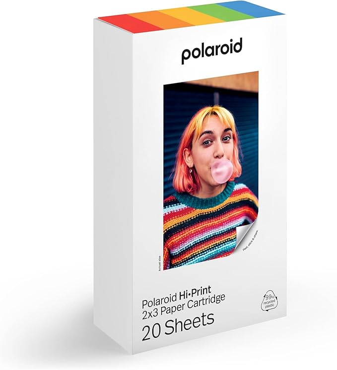 Polaroid Hi Print 2x3 Paper Cartridge, Peel and Stick, 2 Pack (40 Photos) with a Microfiber Cleaning Cloth