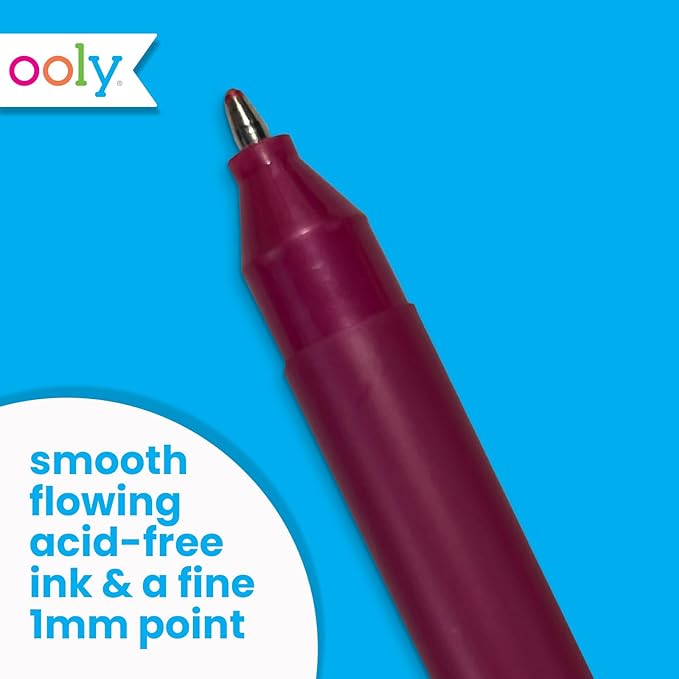 Ooly Color Sheen Metallic Gel Pens Set of 12-1.00mm Fine Point Shimmering Pens for Kids, Adults, Stationery and School Supplies
