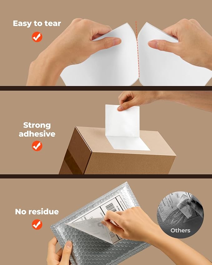 MUNBYN 4"x6" Direct Thermal Shipping Labels, Commercial Grade Permanent Adhesive Fanfold Mailing Postage Label Paper for Thermal Printers and Packages, 220 Sheets per Stack (Pack of 2)